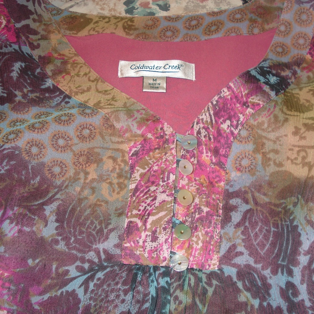 Coldwater Creek Layered 3/4 Sleeve Blouse Size M - Picture 6 of 8